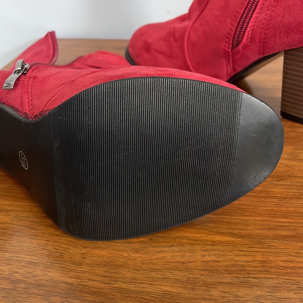 YAO FEI RED HIGH HEEL ANKLE BOOTS - Picture 14 of 16